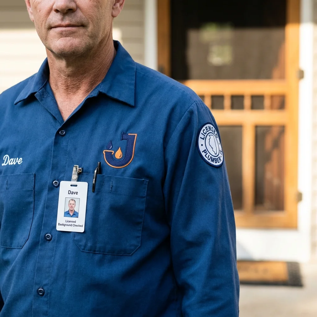 Licensed plumber showing ID badge in Shamokin Dam, PA