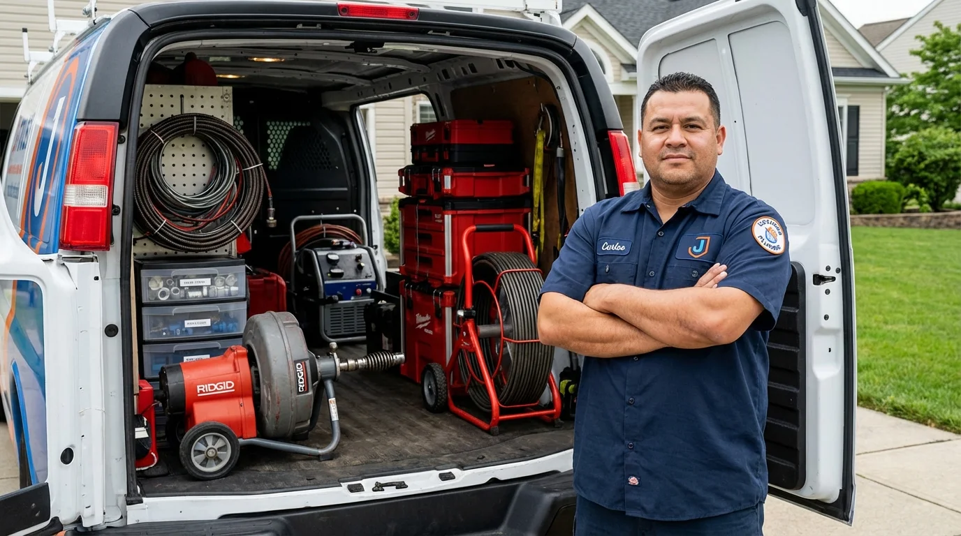 Professional drain cleaning equipment and Johns Plumbing LLC plumber in Shamokin Dam