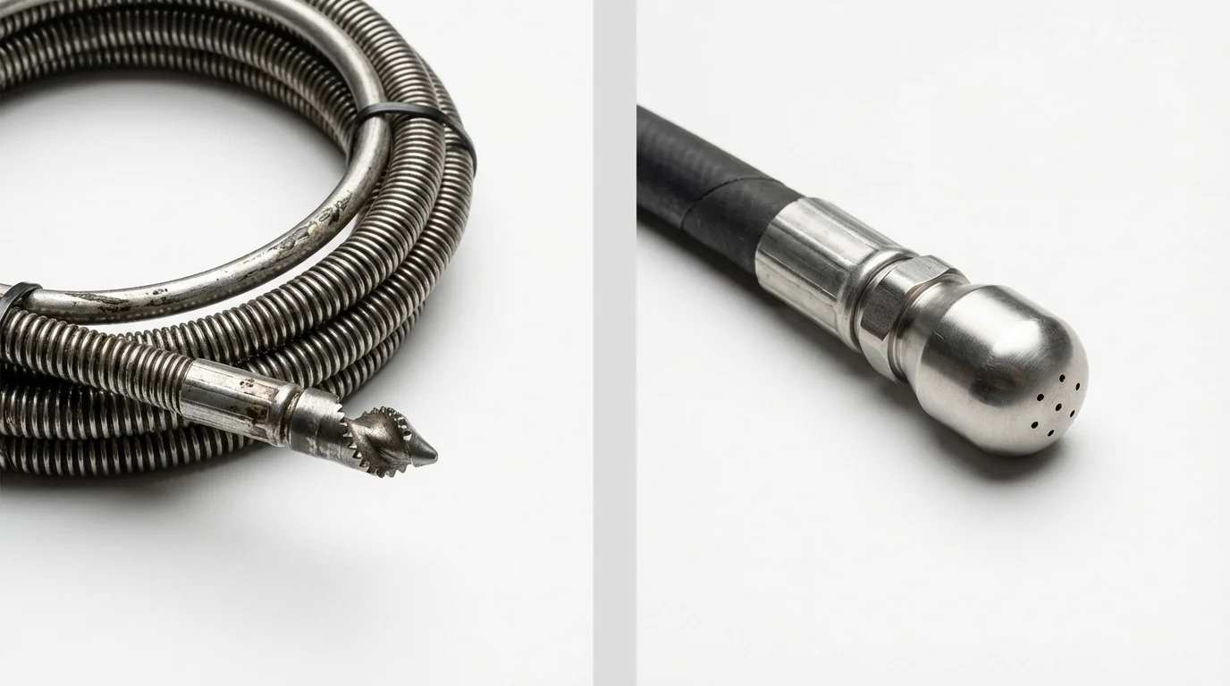 Drain snake cable and hydro jetting nozzle used for drain cleaning in Shamokin Dam, PA