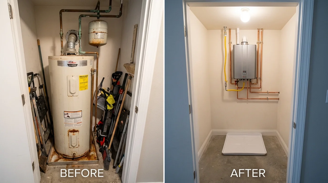 Tank water heater versus wall-mounted tankless unit comparison for Shamokin Dam, PA homeowners